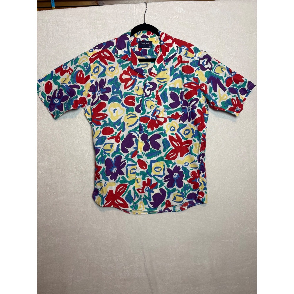 Lord Jeff Retro Vintage Abstract Floral Cotton Button Down Shirt USA novelty